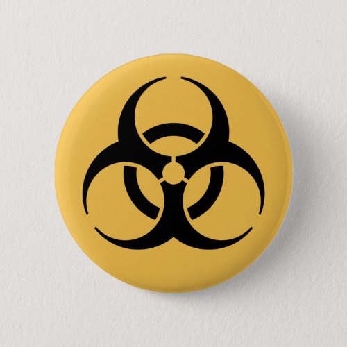 Biohazard symbol on yellow badge button