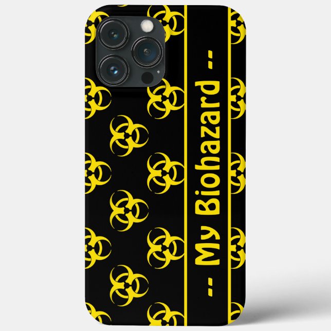 Biohazard Symbol Pattern Phone Case w/ Custom Text (Back)