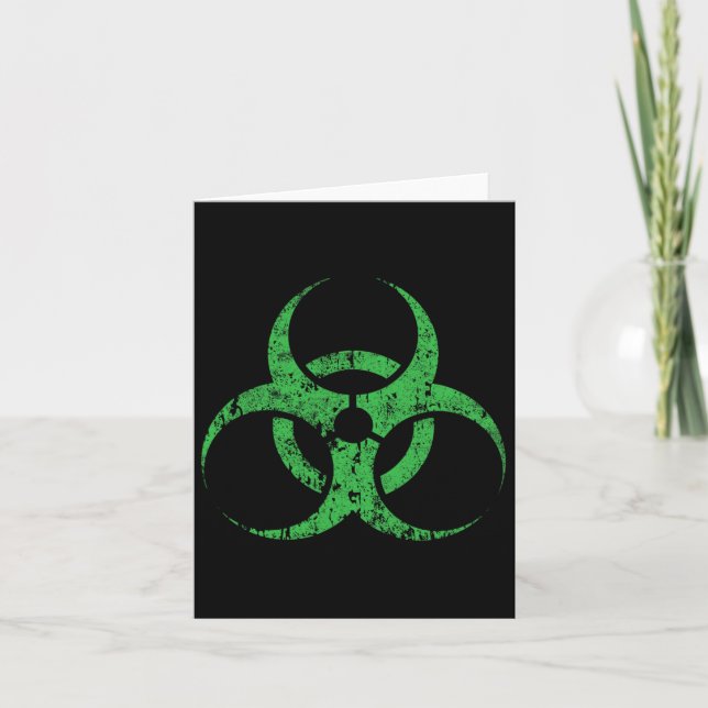 Biohazard Symbol Vintage Green Funny Halloween  Card (Front)