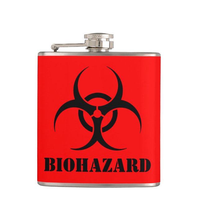 BIOHAZARD Symbol Warning Label Halloween Props Flask (Front)