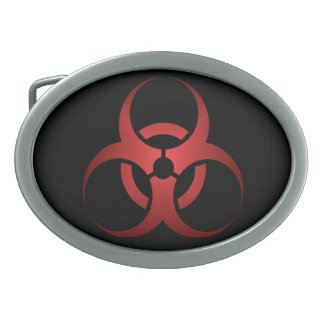 Biohazard Symbol Zombie Red and Black Oval Belt Buckle