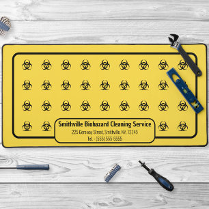 Biohazard Symbols - Black on a Yellow Background Desk Mat