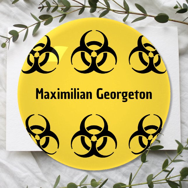 Biohazard Symbols - Black on a Yellow Background Paperweight (Biohazard Symbols - Black on a Yellow Background Paperweight by Office Accessories Shop)