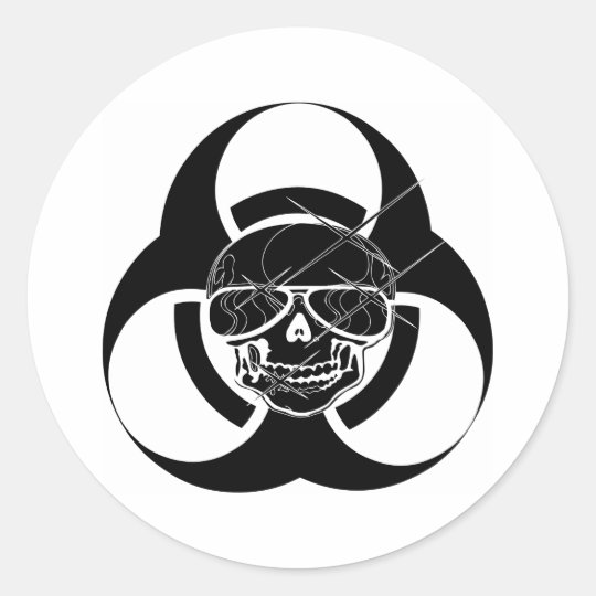 Biohazard Tattoo Skull Classic Round Sticker