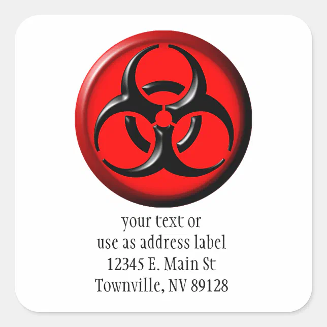 BioHazard Toxic - Red Square Sticker | Zazzle