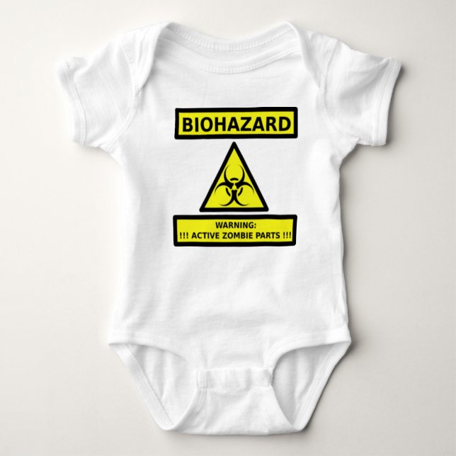 BIOHAZARD -WARNING-ACTIVE ZOMBIE PARTS BABY BODYSUIT (Front)