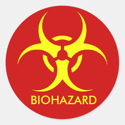 biohazard  warning danger classic round sticker