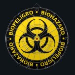 Biohazard Warning Dart Board<br><div class="desc">Biohazard - Biopeligro - biohazard warning sign dart board in black and yellow.</div>
