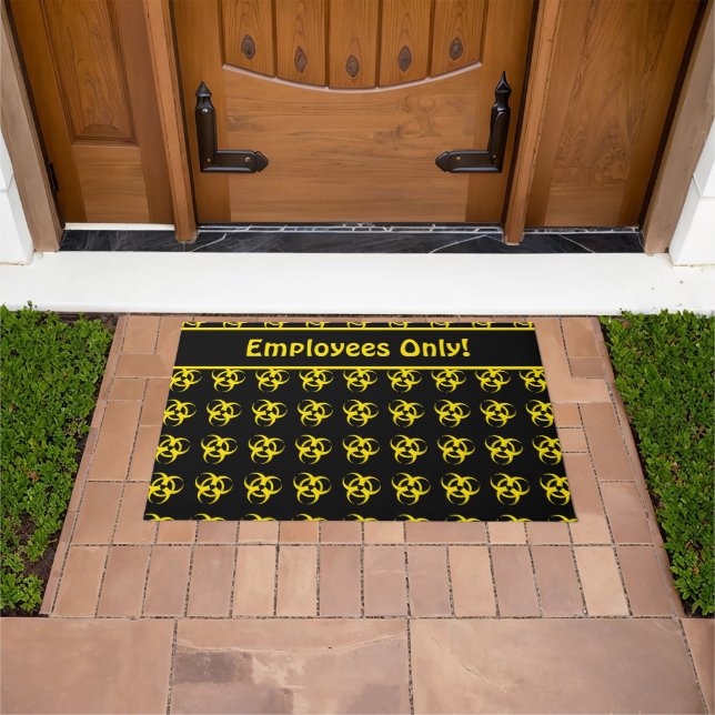 Biohazard Warning Doormat w/ Customizable Text (Outdoor)