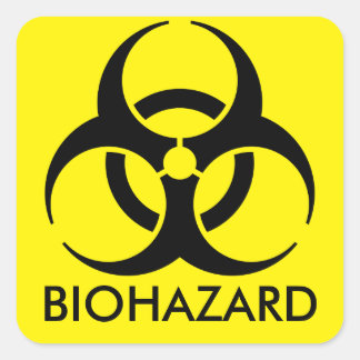 Biohazard Warning Square Sticker