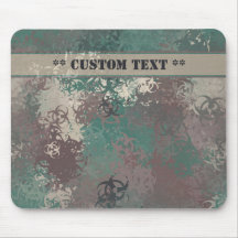 Biohazard Woodland Camo Mousepad w/ Custom Text