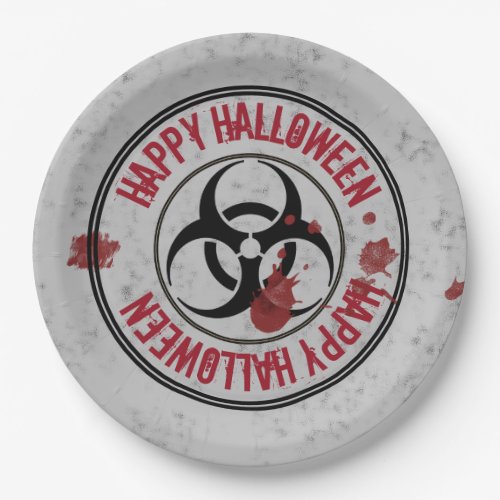 Biohazard Zombie Halloween Party Paper Plates