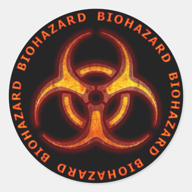 Biohazard Zombie Warning Classic Round Sticker (Front)