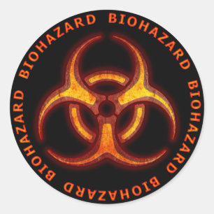 Biohazard Zombie Warning Classic Round Sticker