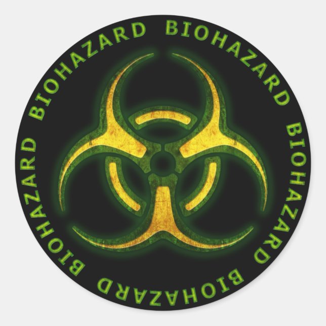 Biohazard Zombie Warning Classic Round Sticker (Front)