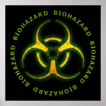 Biohazard Zombie Warning Poster by packratgraphics at Zazzle