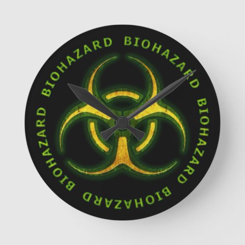 Biohazard Zombie Warning Round Clock