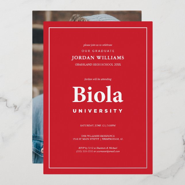Biola University Graduation Foil Invitation (Front/Back)