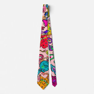 Biological Allergy Outbreak Doodle Cartoon Neck Tie