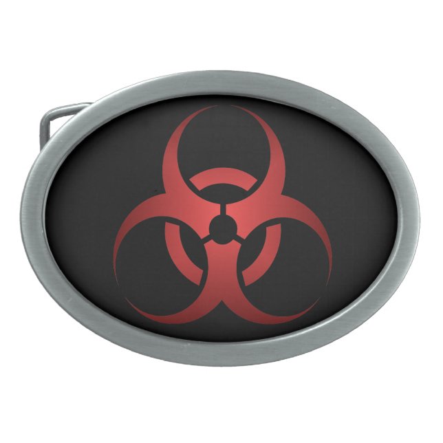 Biological Biohazard Symbol dark red Oval Belt Buckle (Front)