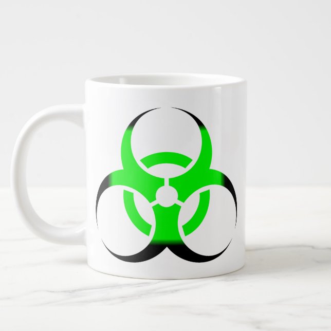 Biological Biohazard Symbol green and black Giant Coffee Mug (Left)