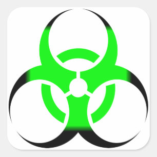 Biological Biohazard Symbol green and black Square Sticker