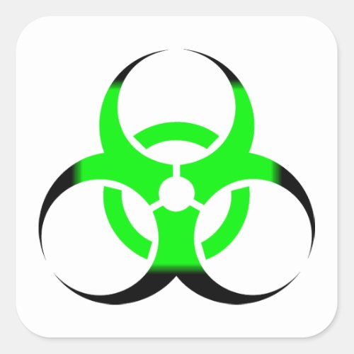 Biological Biohazard Symbol green and black Square Sticker