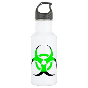 Biological Biohazard Symbol green and black Stainless Steel Water Bottle