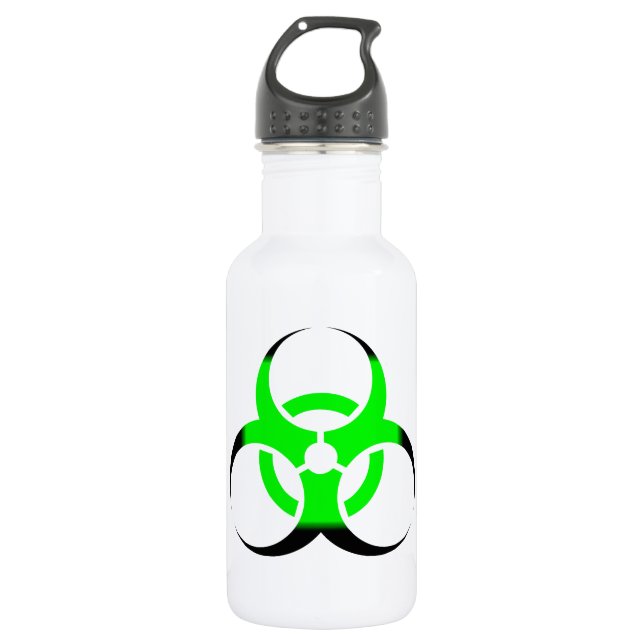 Biological Biohazard Symbol green and black Stainless Steel Water Bottle (Front)