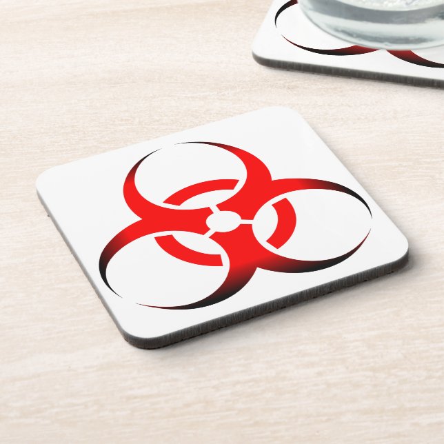 Biological Biohazard Symbol red and black Beverage Coaster (Left Side)