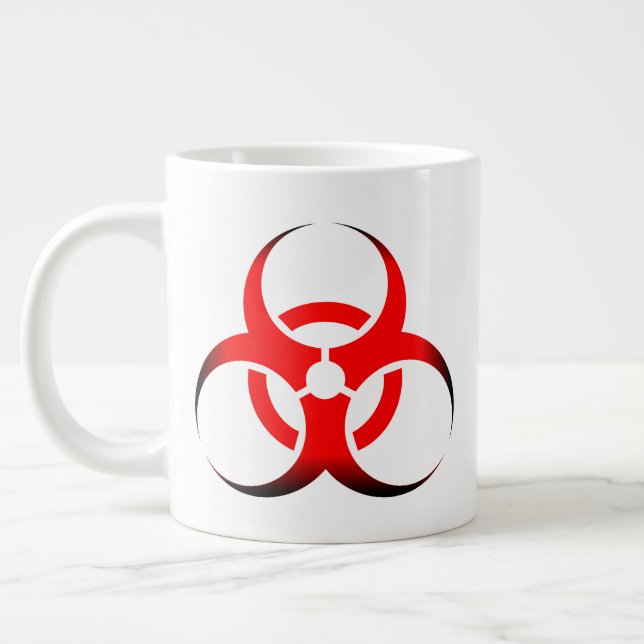 Biological Biohazard Symbol red and black Giant Coffee Mug (Left)