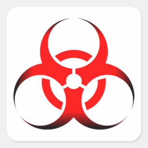 Biological Biohazard Symbol red and black Square Sticker