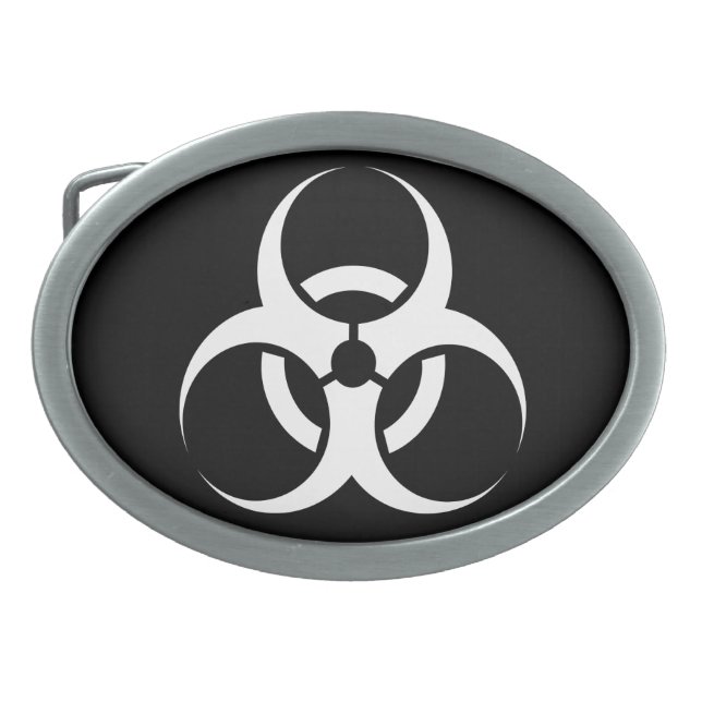 Biological Biohazard Symbol white Belt Buckle (Front)