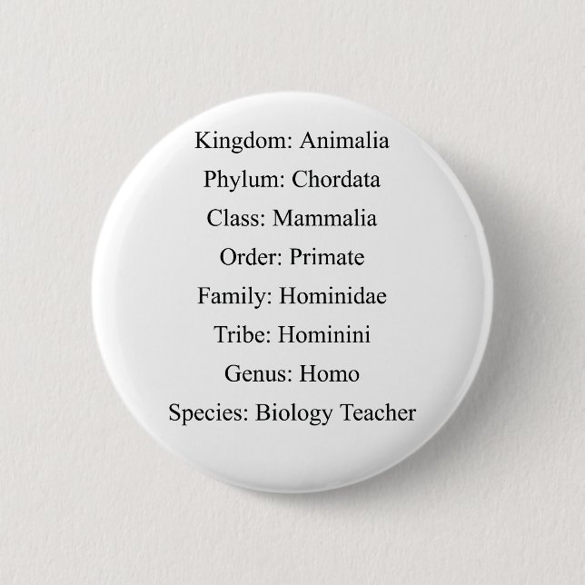 Biological Classification - Biology Teacher Button (Front)