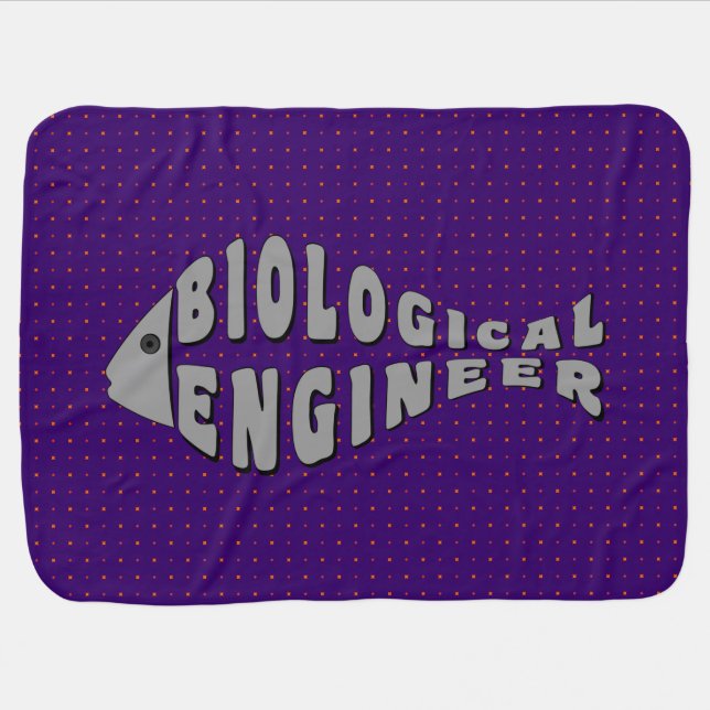 Biological Engineer Gray Fish Baby Blanket (Horizontal)