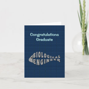 Biological Engineer Gray Fish Graduation Card