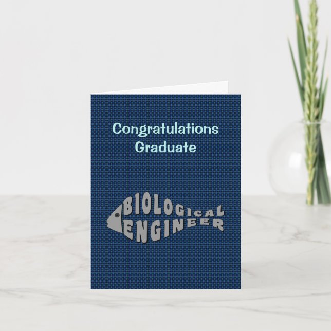 Biological Engineer Gray Fish Graduation Card (Front)