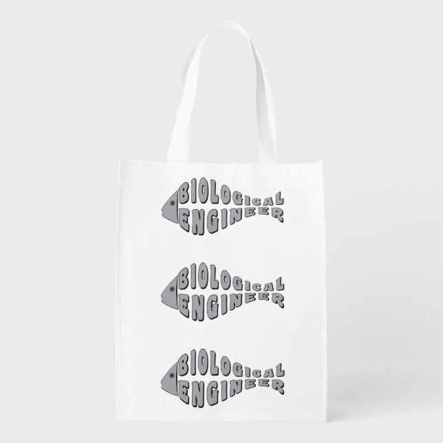 Biological Engineer Gray Fish Grocery Bag (Back)
