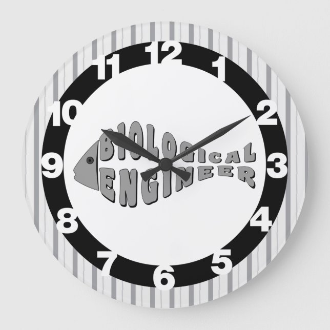 Biological Engineer Gray Fish Large Clock (Front)