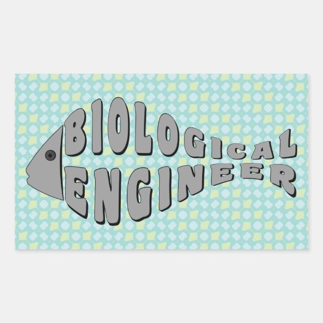 Biological Engineer Gray Fish Rectangular Sticker (Front)