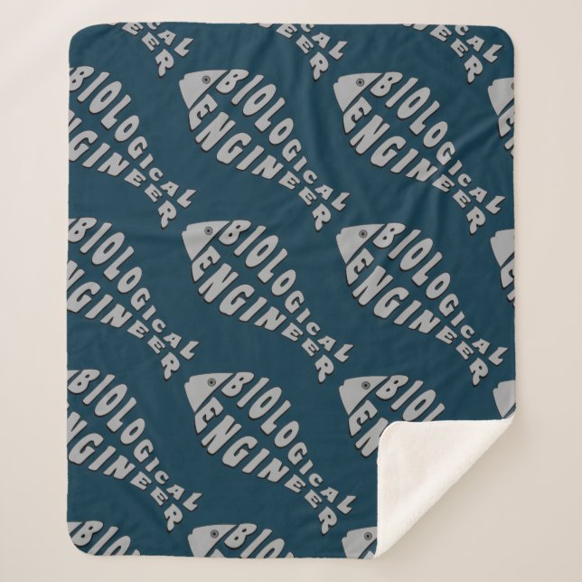 Biological Engineer Gray Fish Sherpa Blanket (Front)