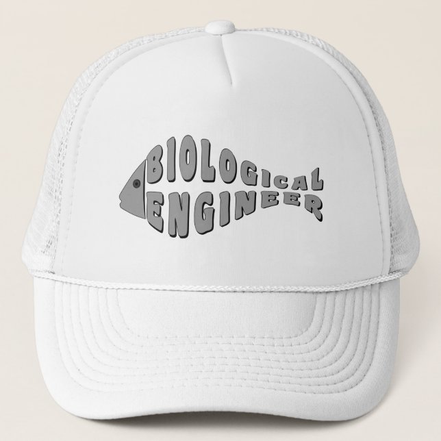 Biological Engineer Gray Fish Trucker Hat (Front)