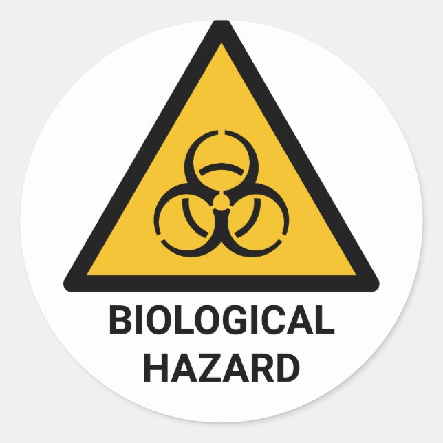 Biological Hazard Warning, Biohazard Symbol Classic Round Sticker (Front)