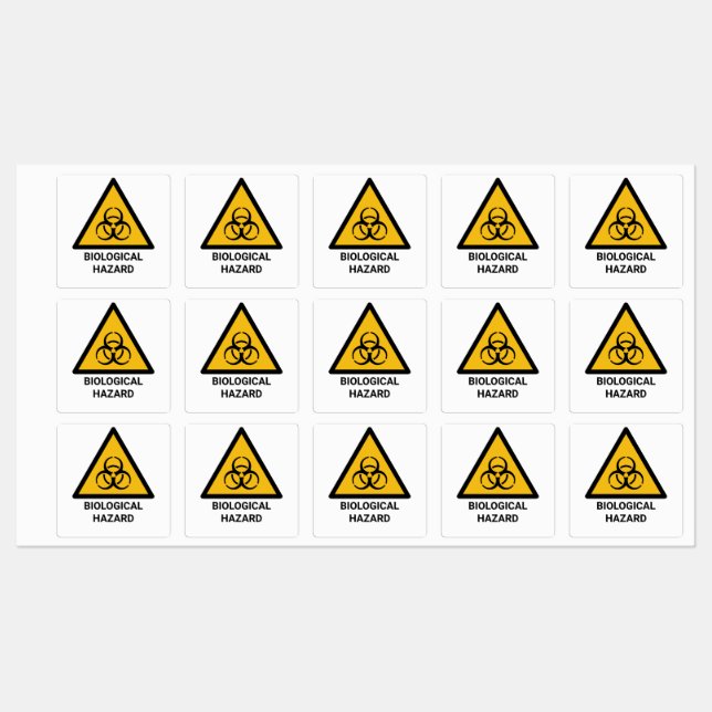 Biological Hazard Warning, Biohazard Symbol Labels (Sheet)