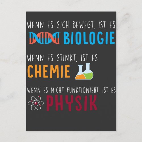 Biologie Chemie Physik Wissenschaft Humor Postcard