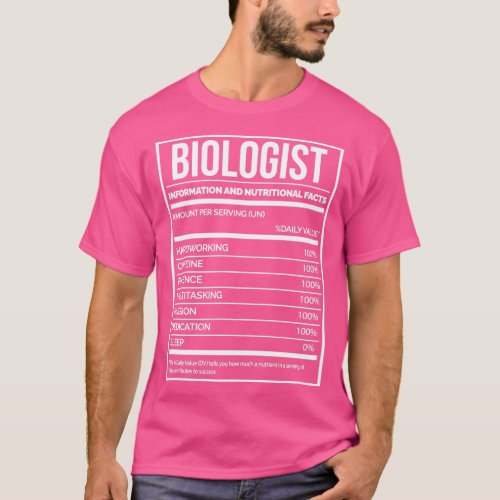 Biologist Funny Biology Nutrition Label for Women T_Shirt