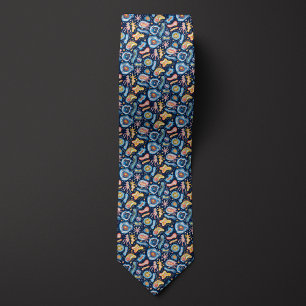 Biologist's Blue Blobs and Microbes Neck Tie