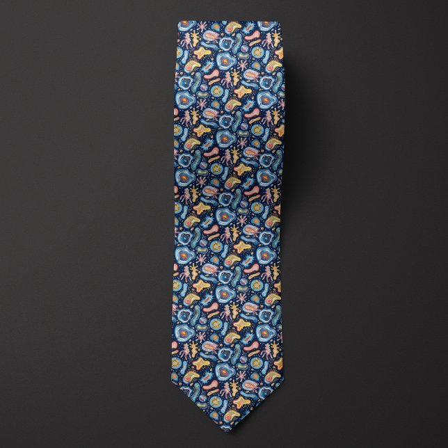 Biologist's Blue Blobs and Microbes Neck Tie (Creator Uploaded)