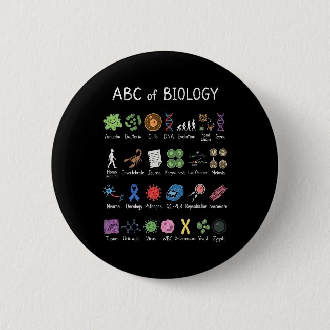 Biology Alphabet Science Education Teacher Student Button (Front)