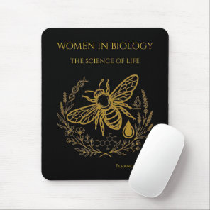 Biology Bee Golden DNA Spiral | Women in Science Mouse Pad